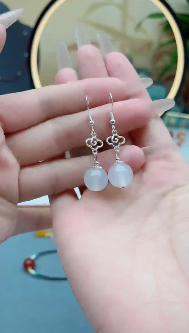 玛瑙/玉髓耳饰银S925镶嵌630