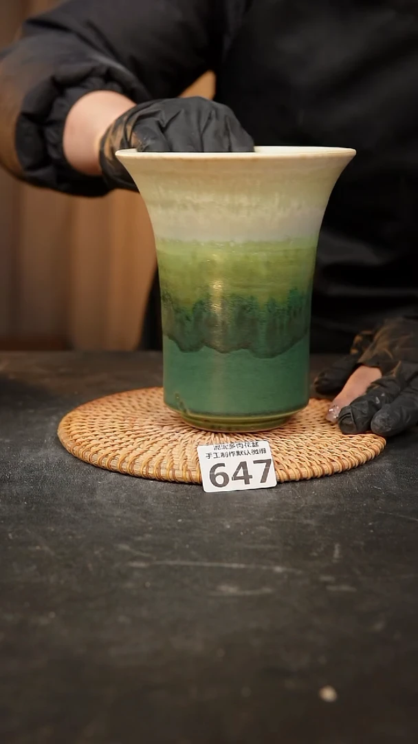 【闪购商品】瓷片647泥泥手工花盆口13高15