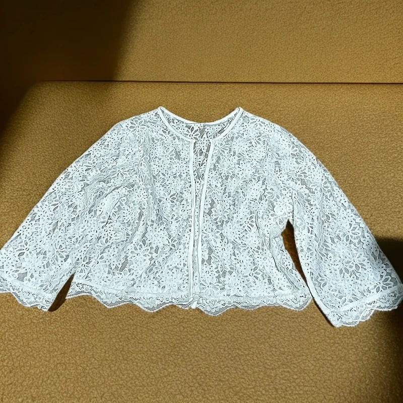 9110白色蕾丝分袖外贸没吊牌外套