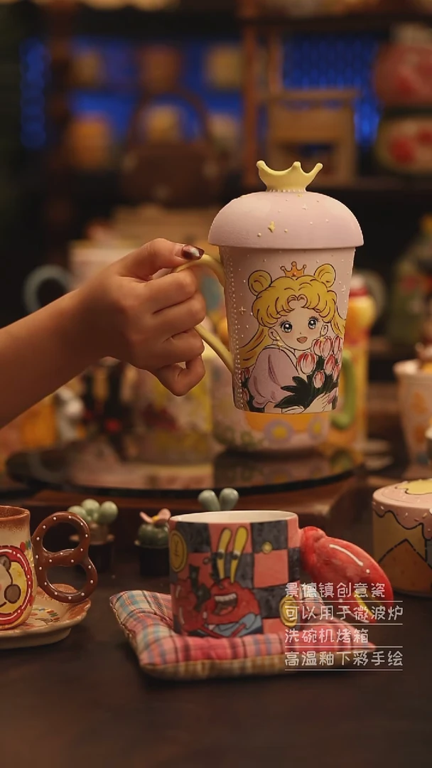 陶瓷景德镇可爱陶瓷釉下彩绘设计师款