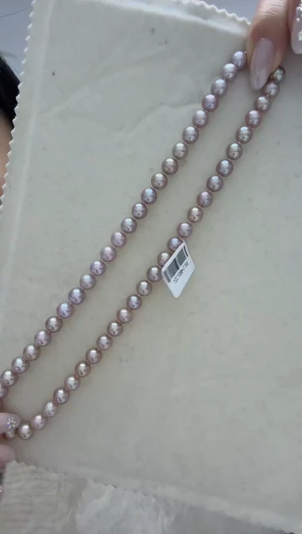 颈饰银S925镶嵌淡水珍珠粉紫 无核 7.3-8.3