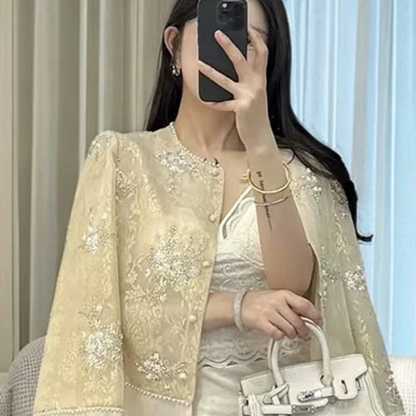 女国风薄款钉珠刺绣吸汗短外套百搭提花中式设计师绣花气质【唐朝】
