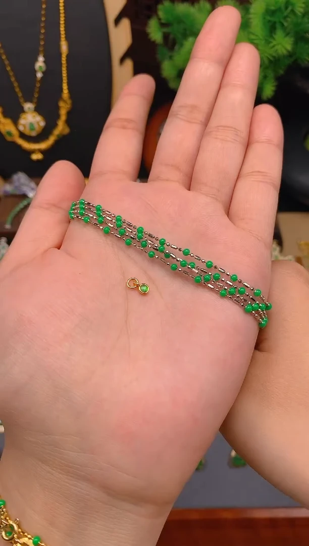 【闪购商品】翡翠项链银S925镶嵌银色碎银几两项链1条