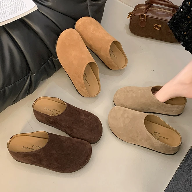 内增高厚底勃肯鞋拖鞋女外穿2025新款复古丑萌包头半拖女百搭软底