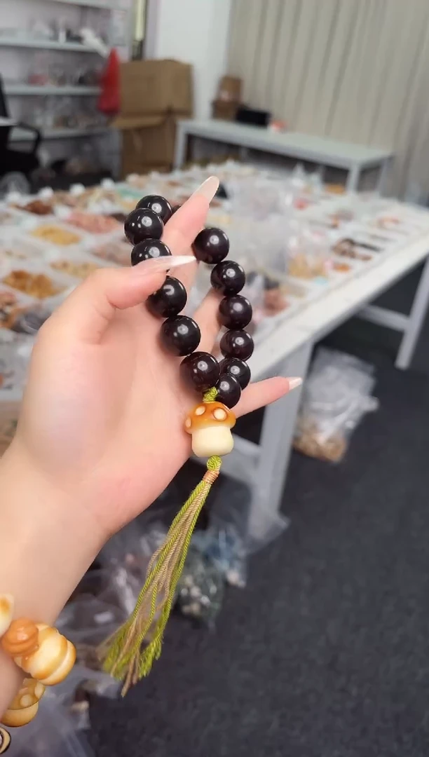 手串菩提根/象牙果【玄夜菇18mm】菩提根黑色圆珠手持@@CP025-1044