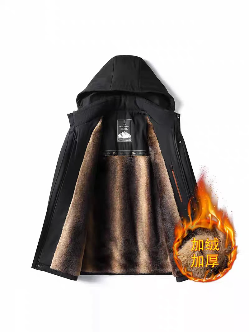 爸爸冬季中老年男士加绒加厚保暖棉袄加绒款爷爷冬装外套棉服