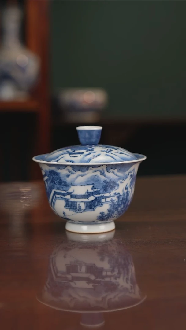景琳藏青花北派山水