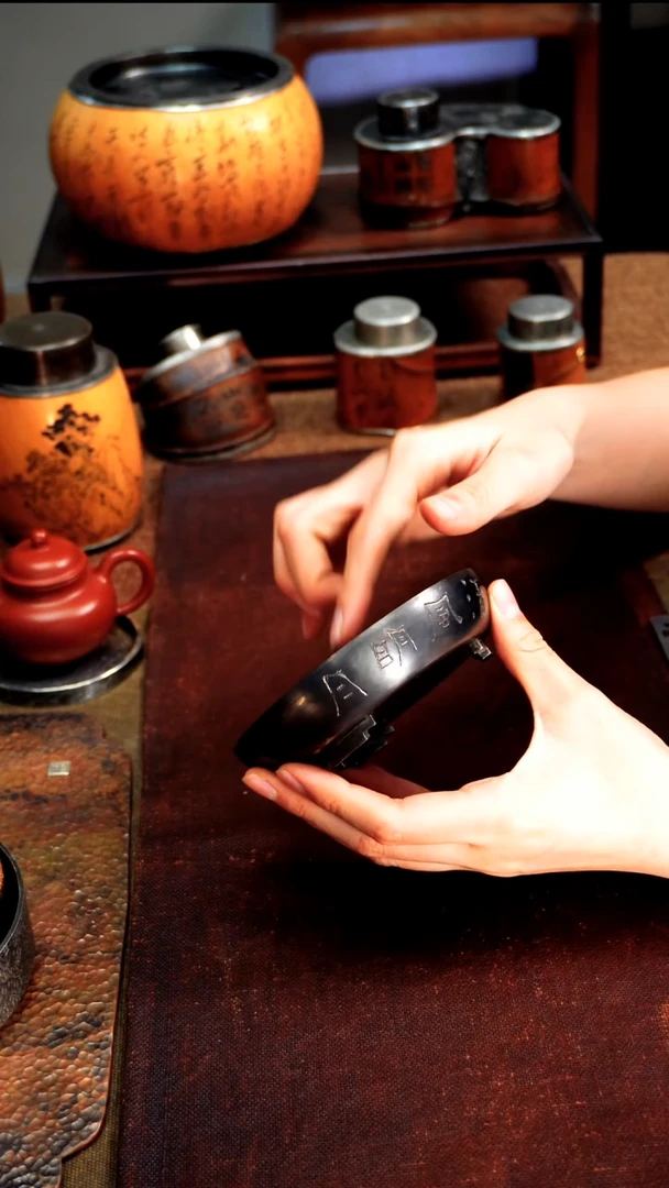 6322清风纯锡茶盘壶承11.5*3