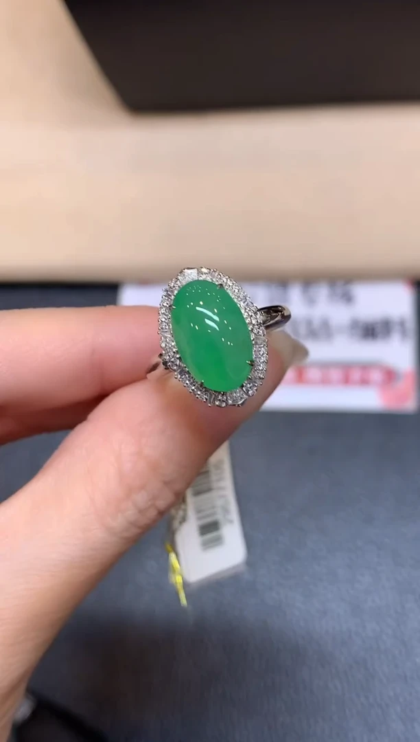 18K金镶嵌戒指翡翠5【无鉴赏期】两用款