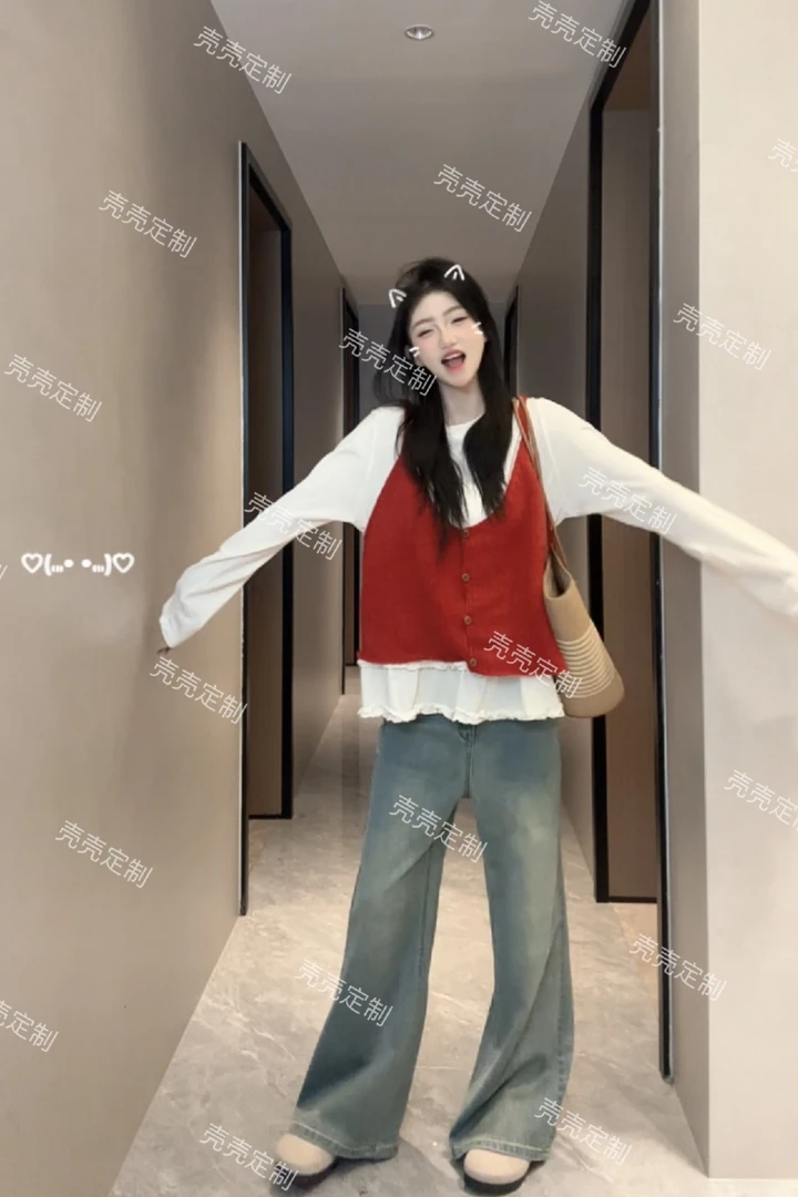 韩系v领针织马甲吊带背心女2025春季新款设计感叠穿洋气减龄上衣