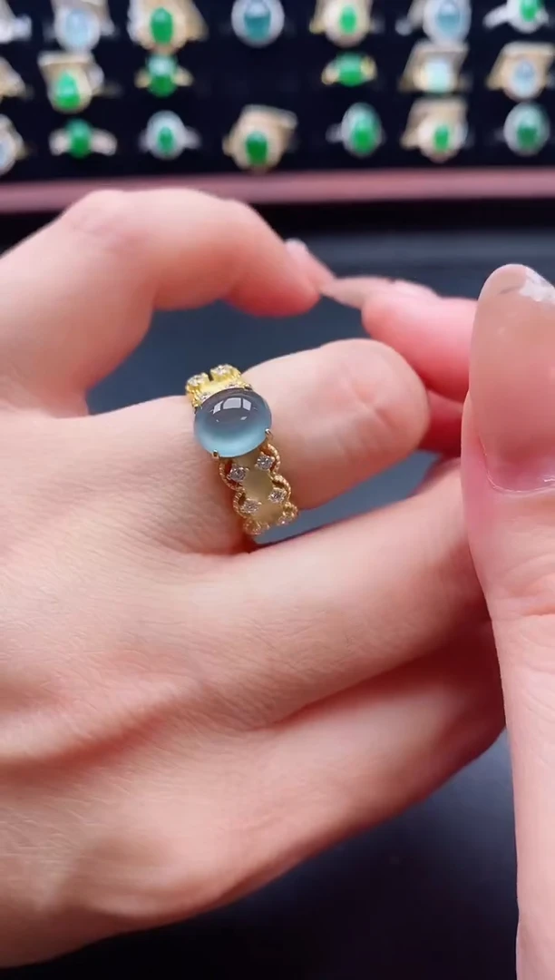 银S925镶嵌戒指翡翠1