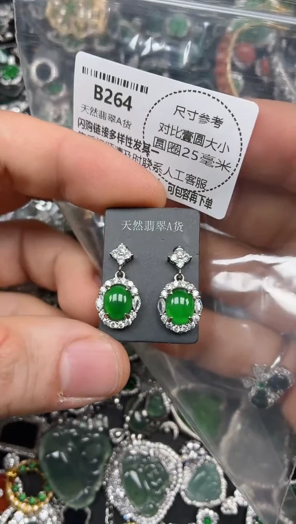 颈饰未镶嵌翡翠B264耳钉