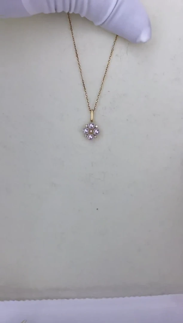 【闪购商品】海水珍珠颈饰18K金镶嵌四叶草吊坠4.5-5（赠送银链子