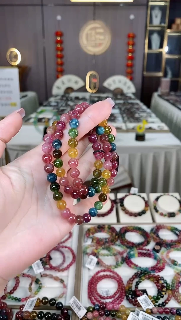 未镶嵌老矿碧玺三圈手串7mm+碧玺多样性发一条hon