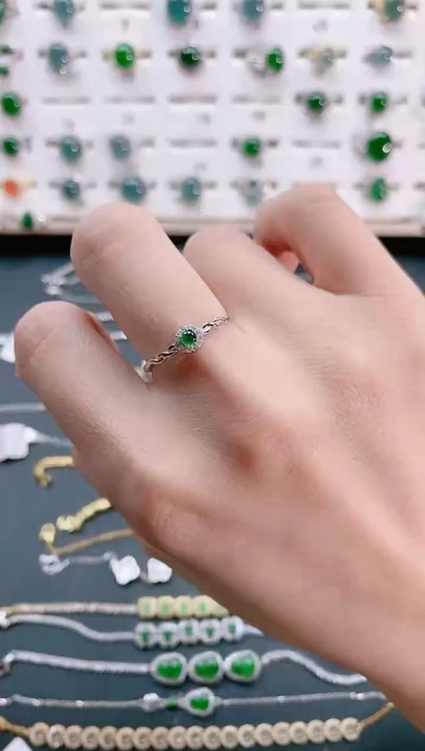 【闪购商品】翡翠戒指银S925镶嵌天然翡翠