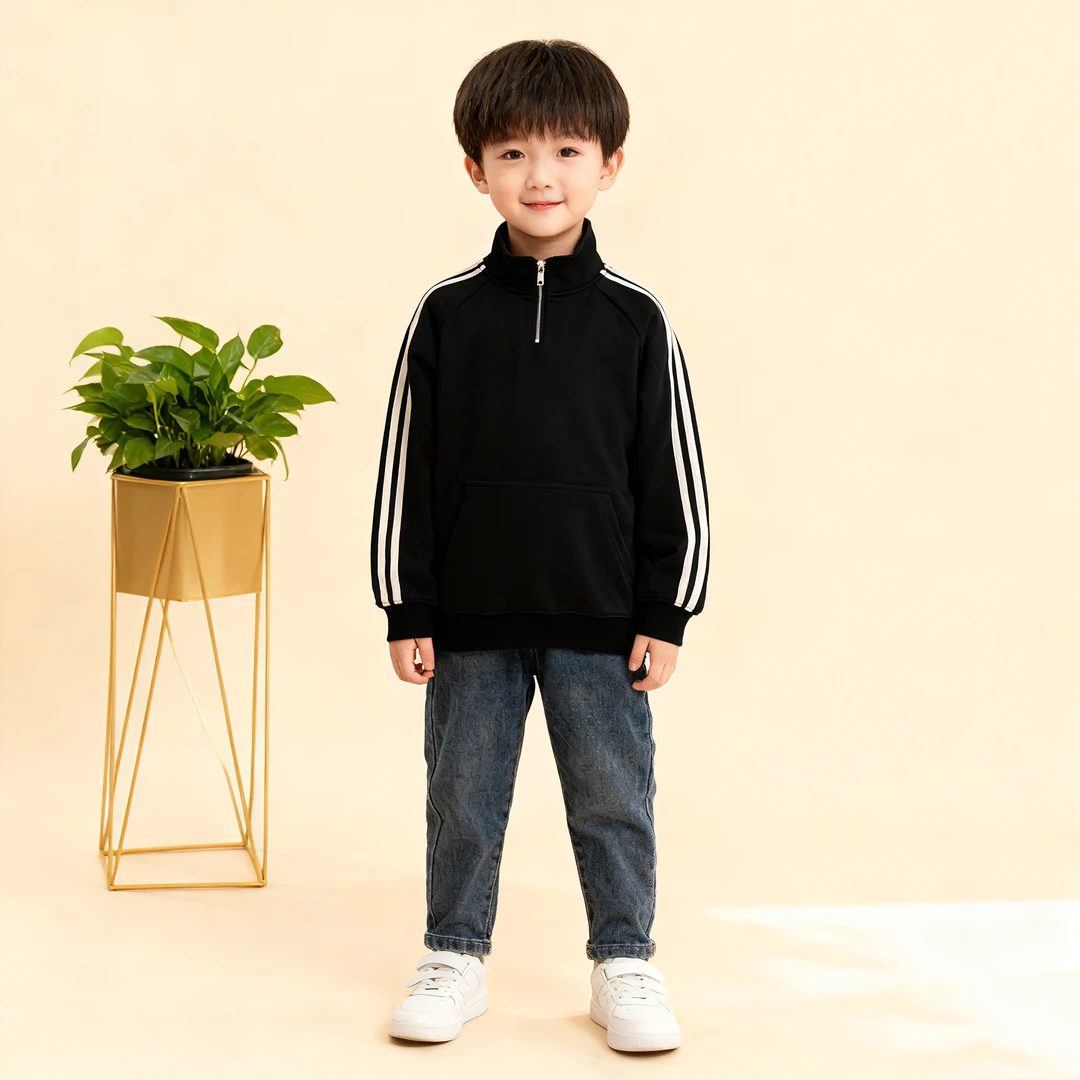 儿童卫衣秋冬款新款中大童炸街痞帅风韩版三条杠潮牌运动百搭上衣