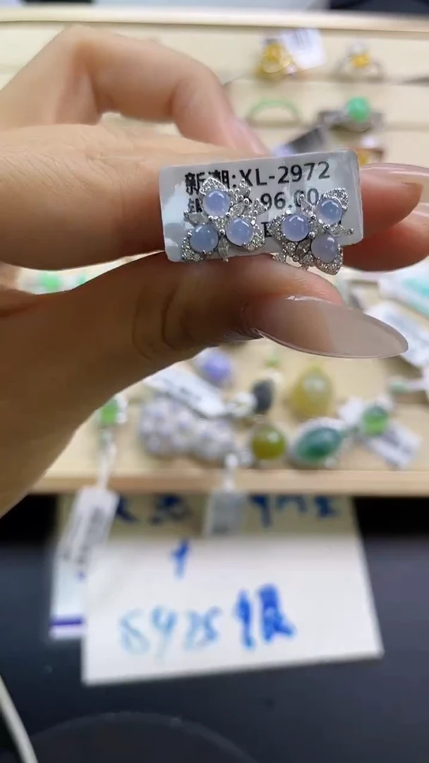 银S925镶嵌戒指翡翠翡翠 蛋面 银S925镶嵌