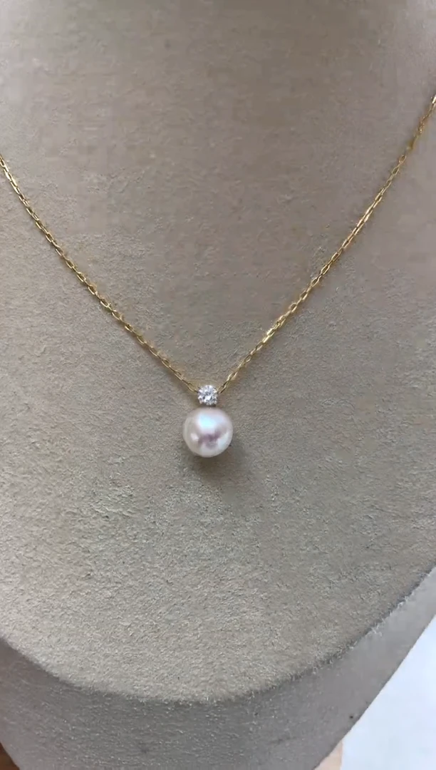 颈饰18K金镶嵌海水珍珠7.5-8