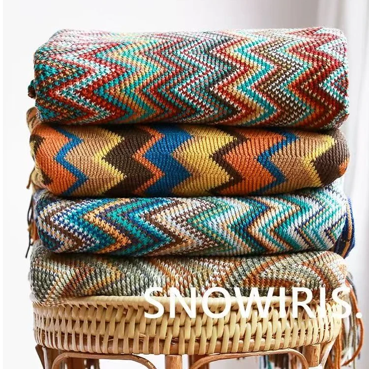 【波西米亚风流苏毯】外贸空调盖毯午睡毯流苏厚沙发毯子