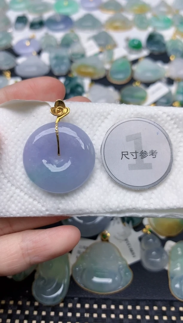 颈饰18K金镶嵌翡翠天然缅甸A货翡翠