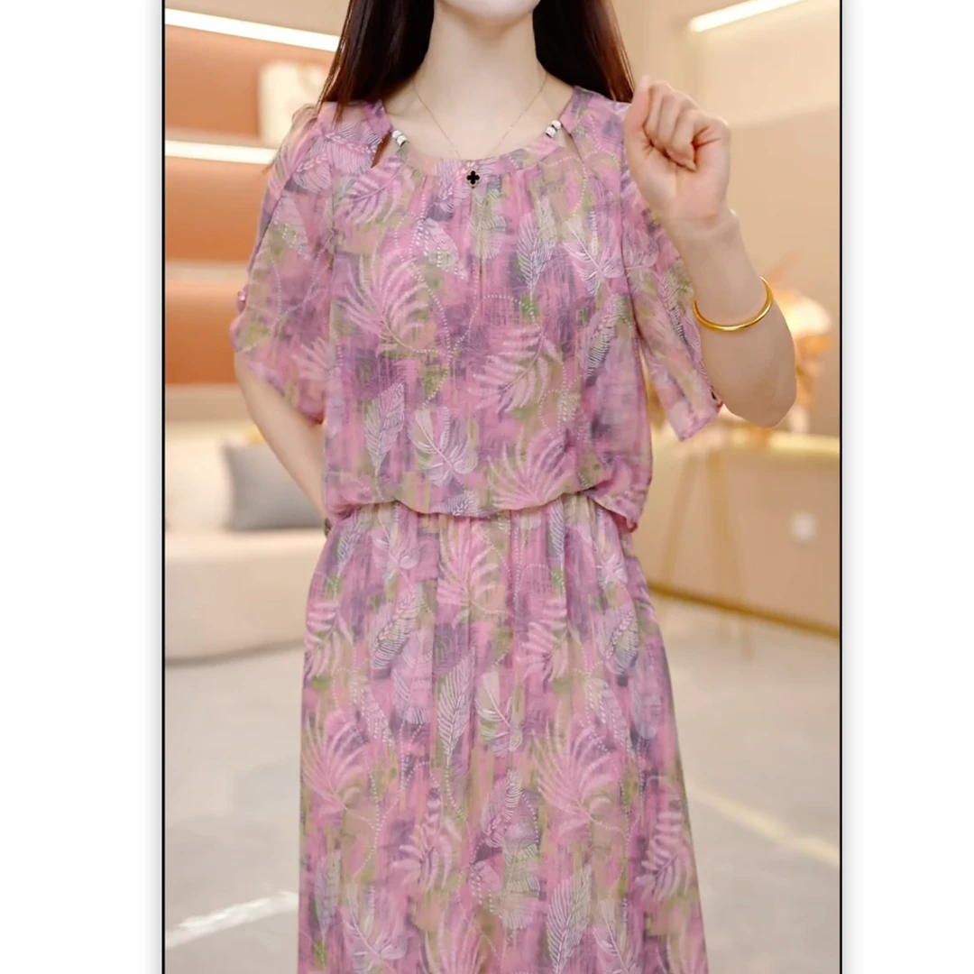 高端印花连衣裙女2025夏季新款洋气减龄高级感女人味裙子5308#