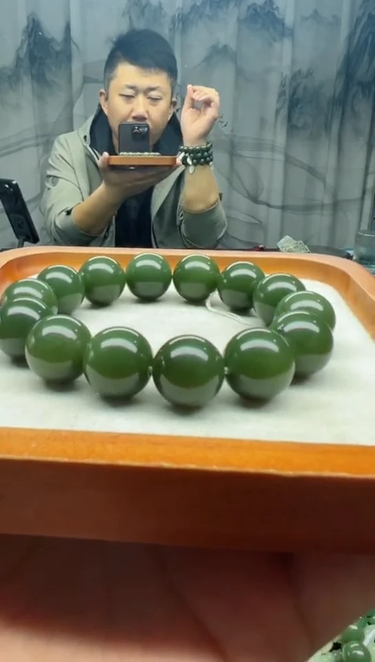 未镶嵌手串和田玉若羌青黄口卡16纯天然拍一发一