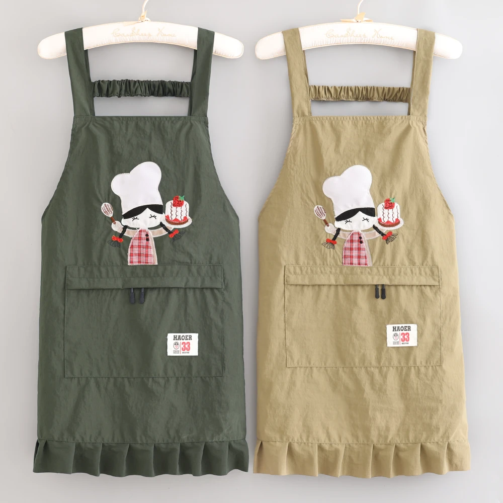 成人防泼水防油家用围裙做饭干活餐饮围腰工作服舒适透气厨房耐脏