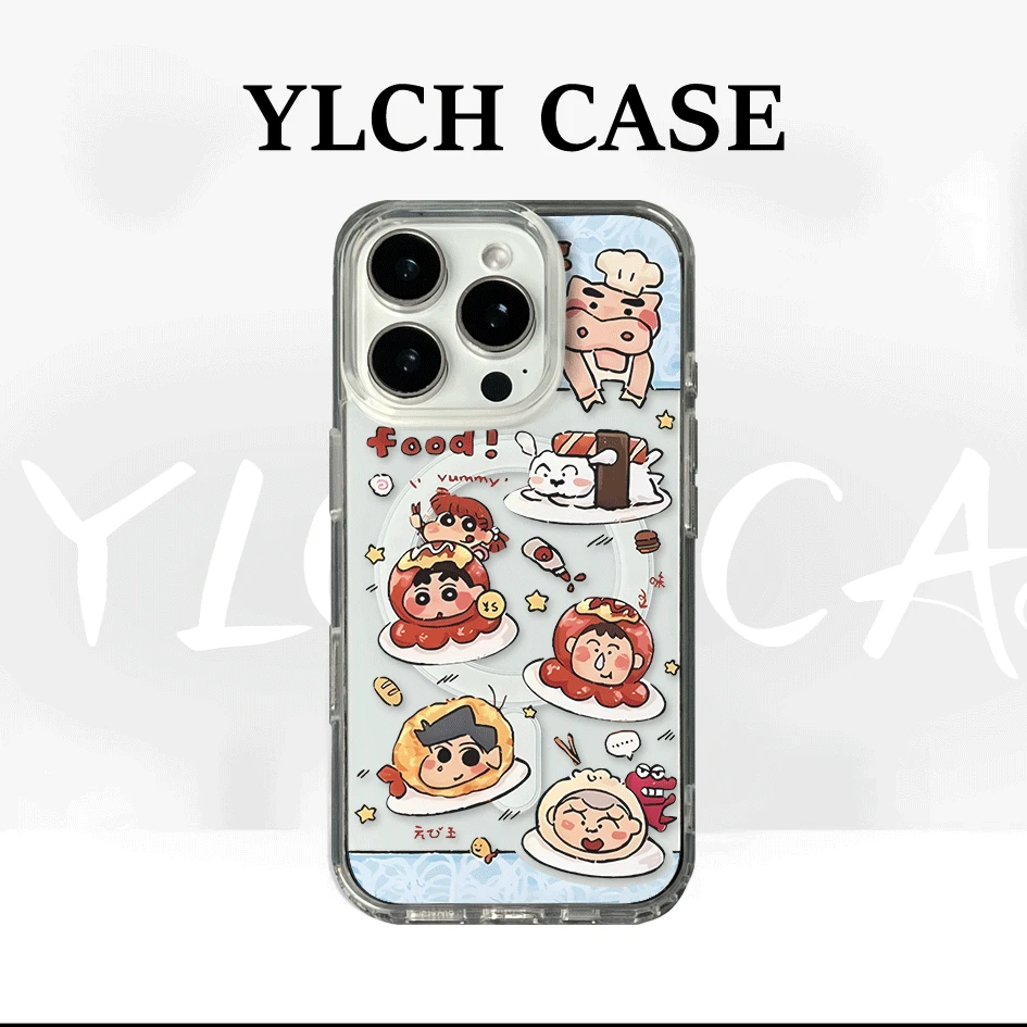 章鱼小新适用苹果16亚克力磁吸手机壳卡通15/13全包12保护套防摔