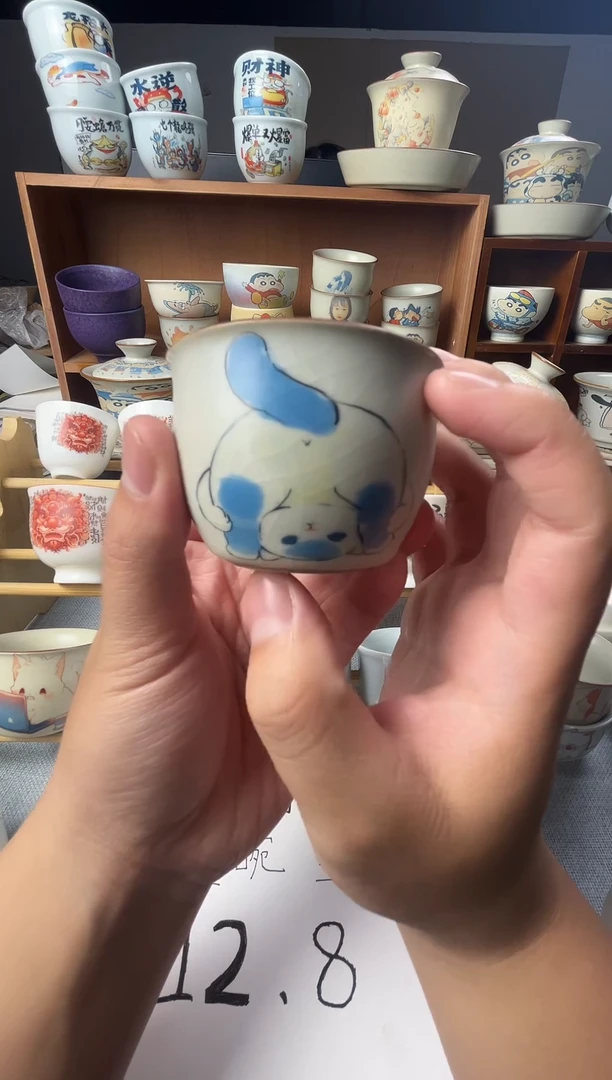 手绘盖碗主人杯定制1