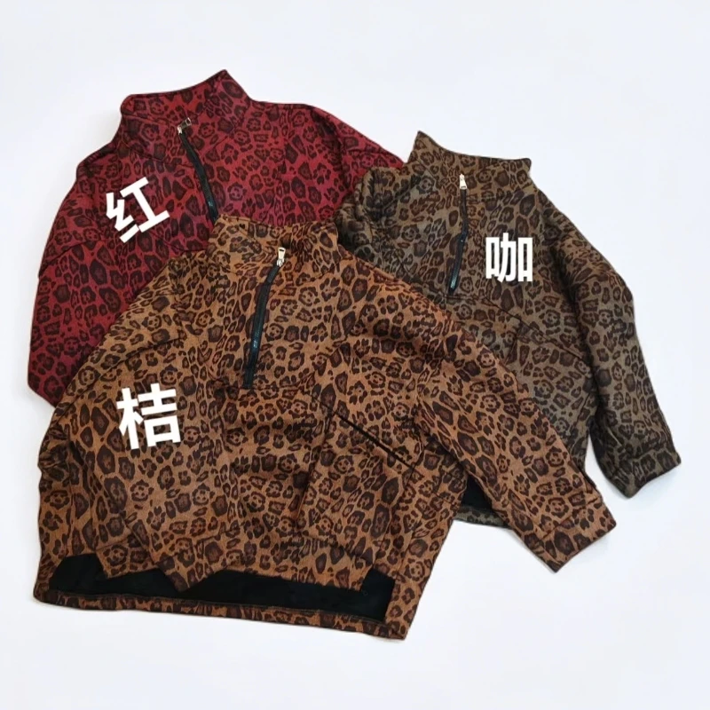2616（飞儿同款）外套豹纹卫衣秋冬休闲麂皮绒百搭网红加绒加厚外套