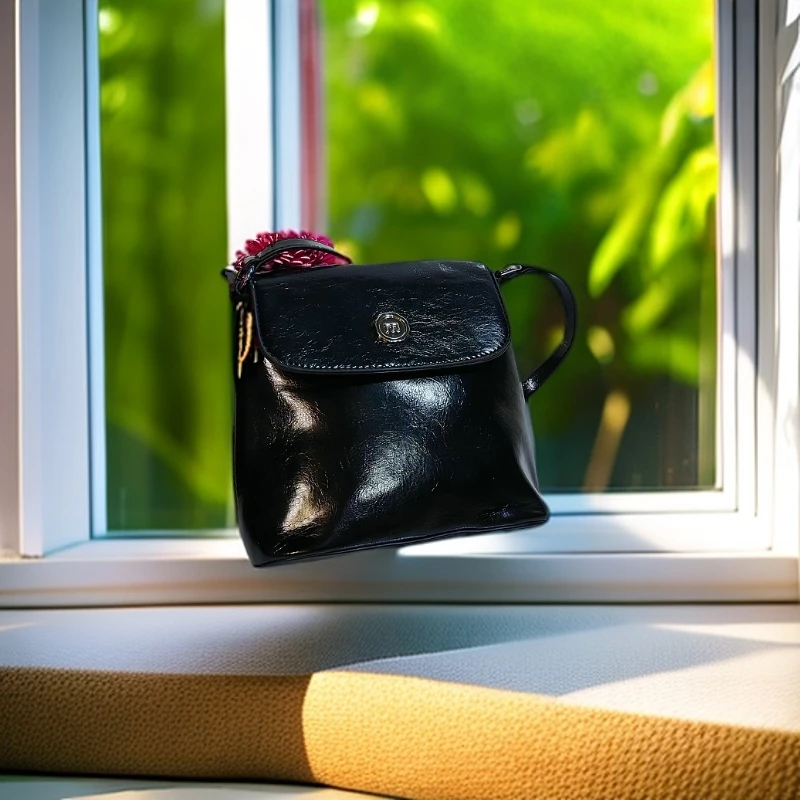 【Svbyy女包】时尚手提包百搭女士黑色真皮复古小包包单肩荔枝纹