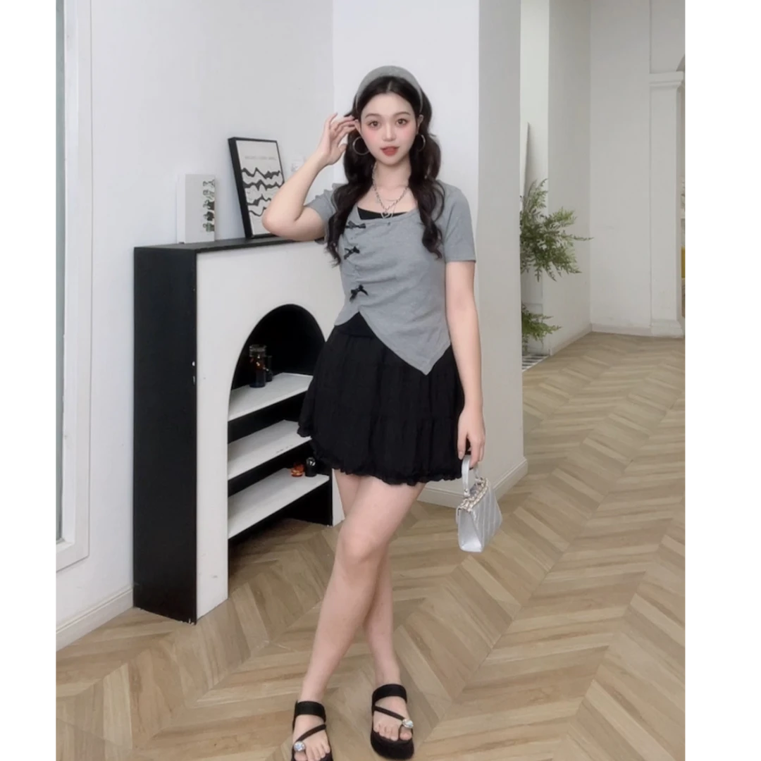 IEF/爱依服【微胖】大码女装2025夏季新款法式甜美少女风上下套裙