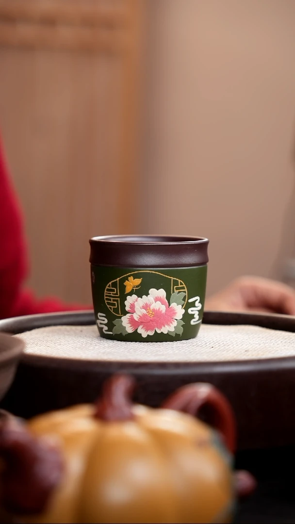 【闪购商品】紫砂茶壶绿泥粉浆线韵杯