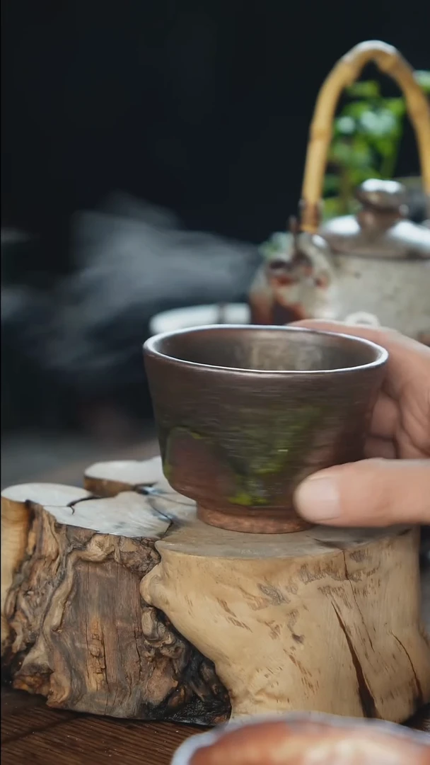 紫砂全手工大杯杯（绿）
