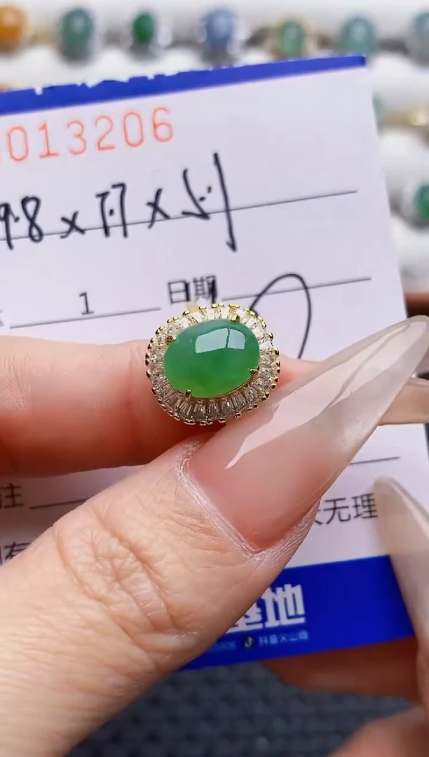 银S925镶嵌戒指翡翠3206