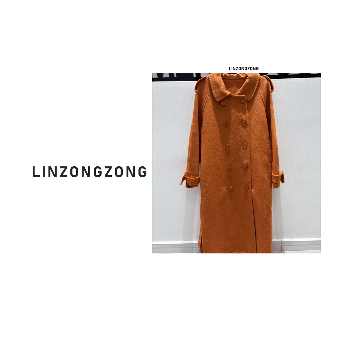 【林总总专属】A124秋冬长款经典16粒扣毛呢外套韩版羊毛大衣翻韩版