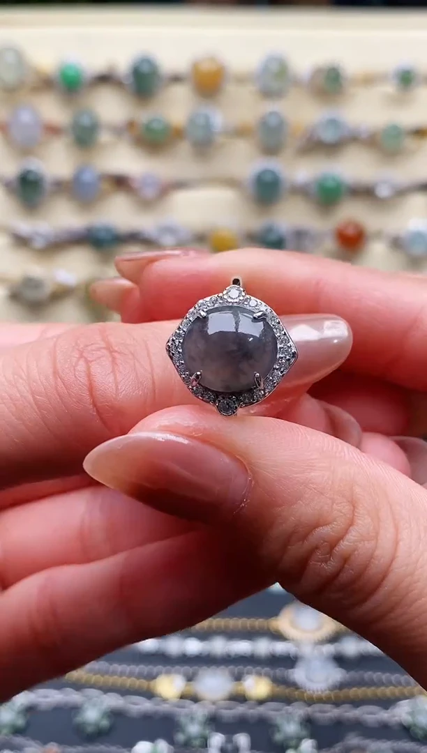 翡翠戒指银S925镶嵌444444444+3