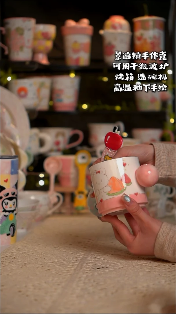 高温釉下彩手绘马克杯
