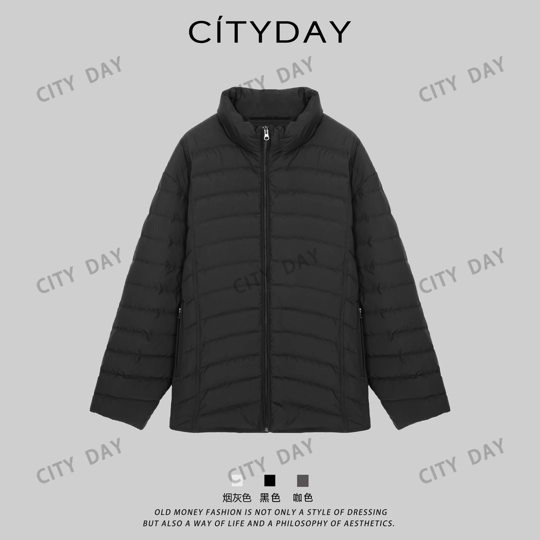 CityDay【楠哥】白鸭绒-横向绗缝立领加厚保暖羽绒服 052
