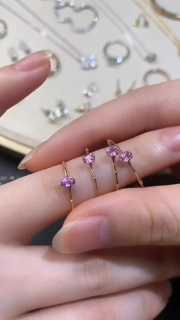 彩色蓝宝石戒指18K金镶嵌多样性发其一D312|799