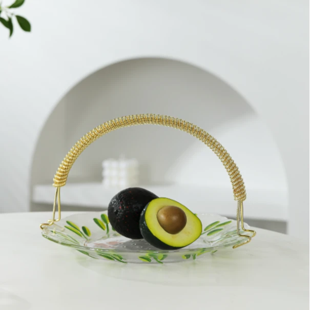 匠川社春日果篮手提篮玻璃果盘手工森系零食盘客厅高颜值水干果盘