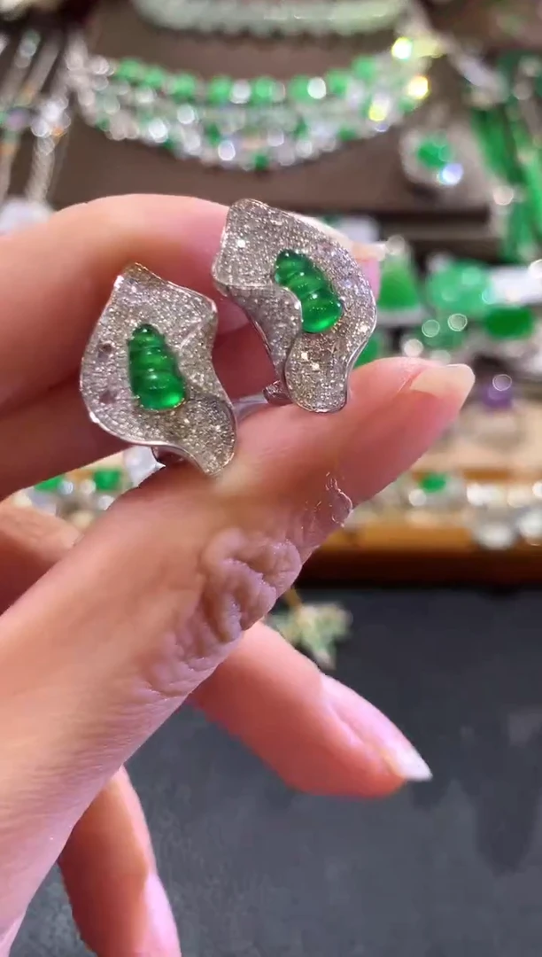 18K金镶嵌翡翠耳饰n59