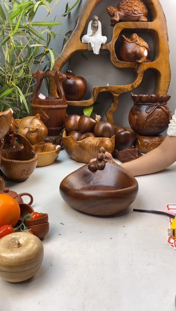 香樟木A59松鼠果盆/尺寸