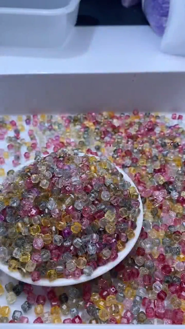 颈饰未镶嵌水晶W3130彩虹碧玺方糖5MM*10颗