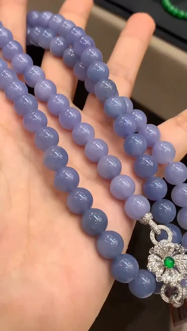 未镶嵌手串翡翠L*C168 紫货有色差