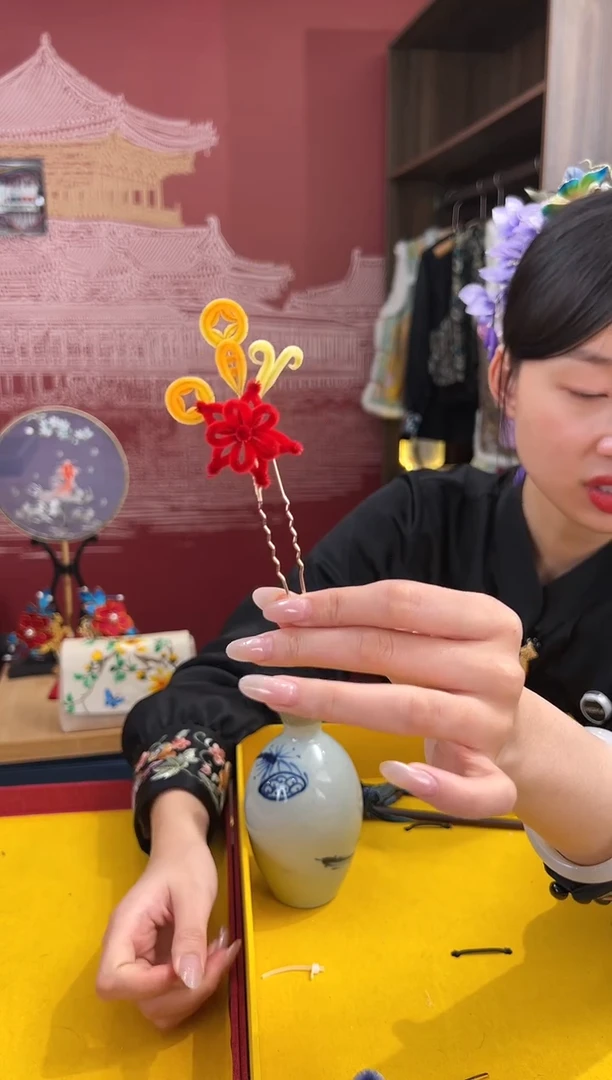 【闪购商品】刺绣 非遗绒花（发饰）