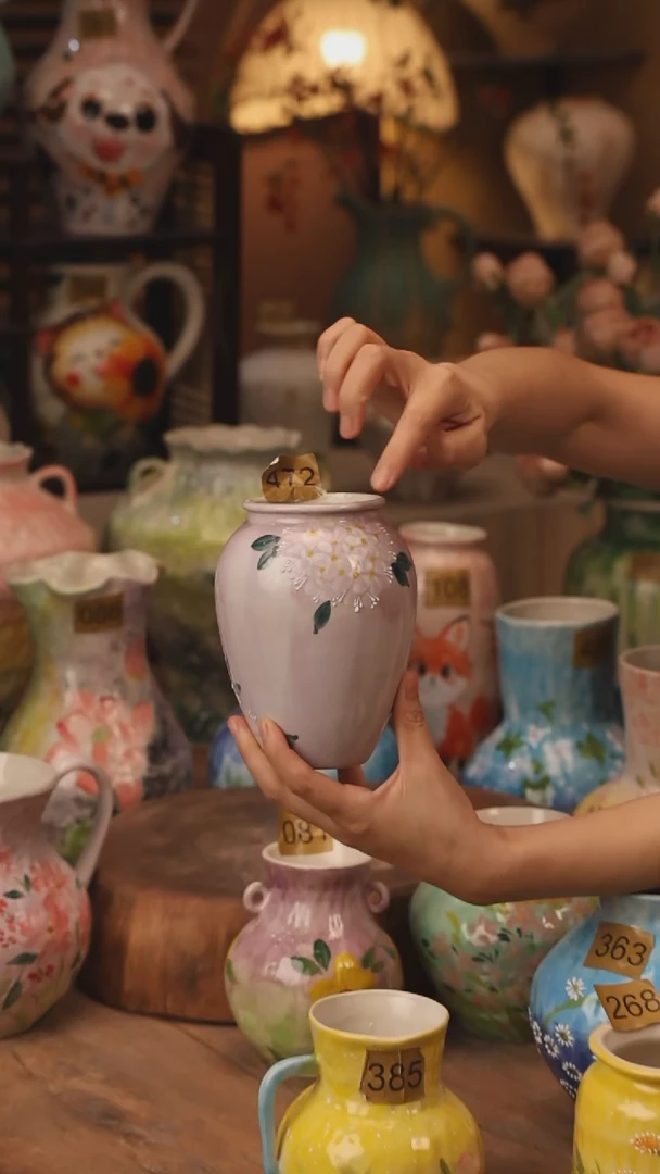 陶瓷472景德镇设计师手作花器摆件侘寂风