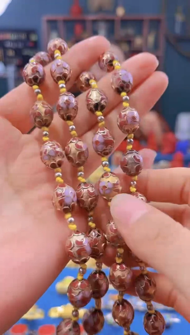 非遗 景泰蓝项链 金地枣珠 隔珠款