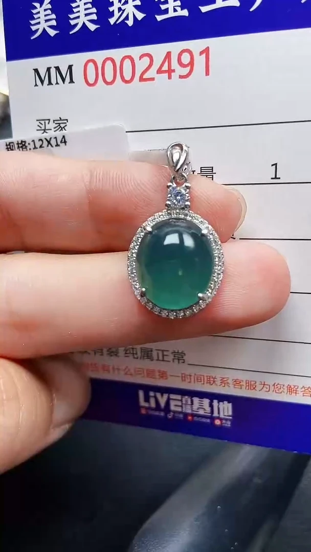 颈饰银S925镶嵌翡翠2491