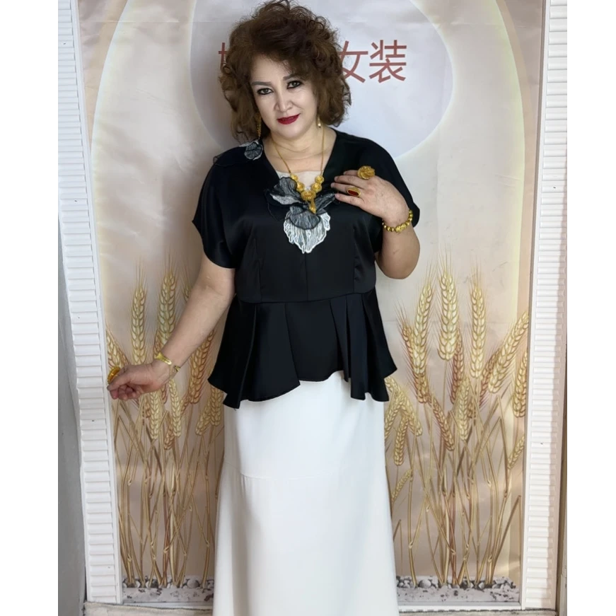 连衣裙黑色气质套装女士夏季时尚套装百搭荷叶边短裤